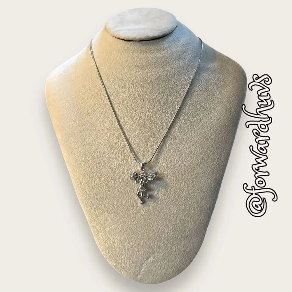 Bundle Sale 3 for $15 | Rhinestone Silver Tone Cheerleader Necklace